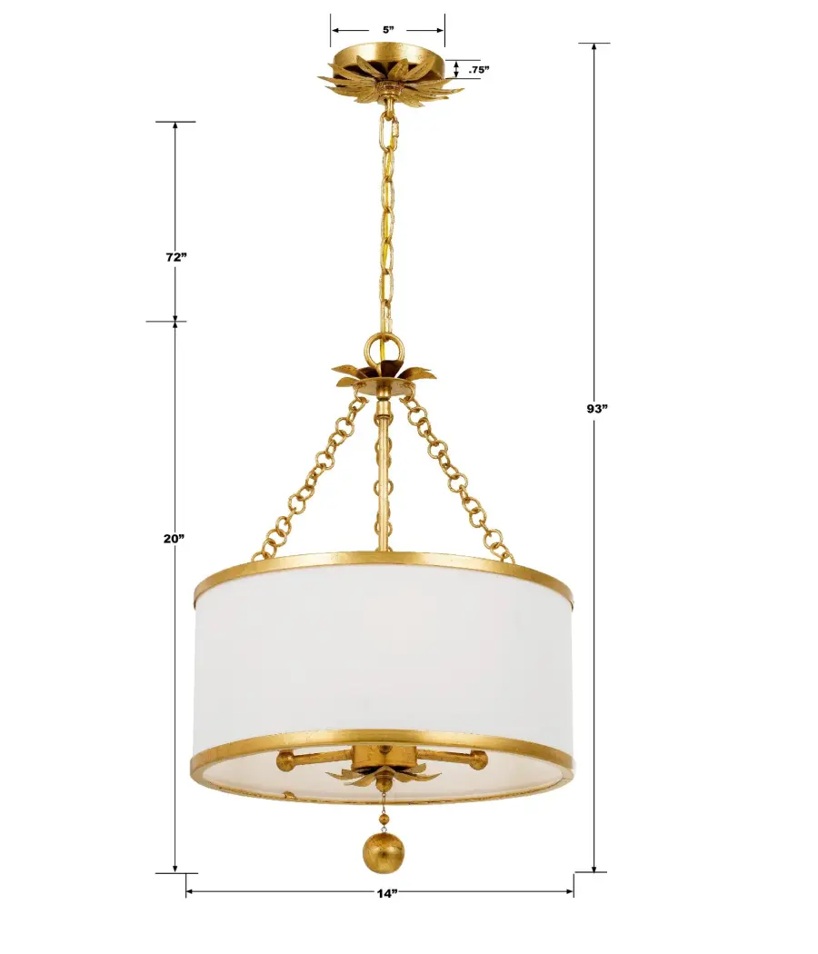Broche 14" Antique Gold Chandelier - Image 7