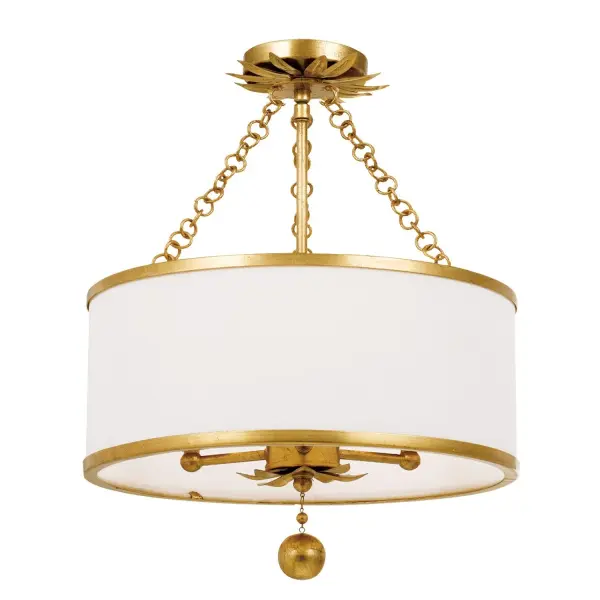 The Broche 14" Semi Flush Mount features individual wrought iron leaves in a stunning Antique Silver finish. Its tailored elegance and shimmering metallic florals add glamour to any space while maintaining versatility.