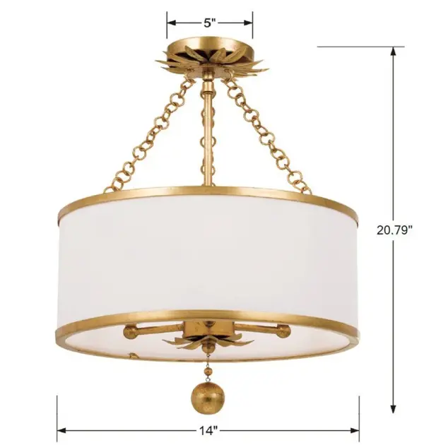 Broche 14" Semi Flush Mount in Antique Gold - Image 4
