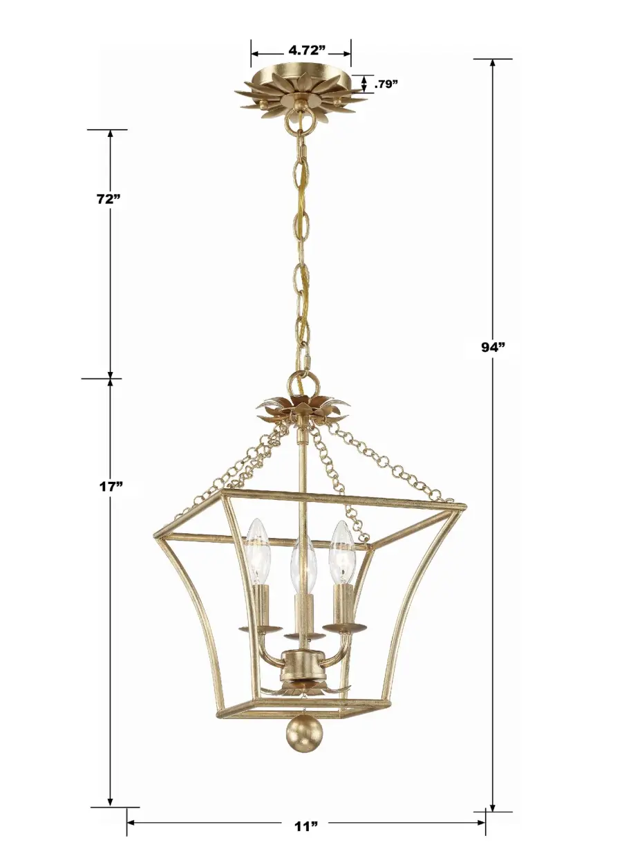 Broche 11" Chandelier in Antique Gold - Image 6