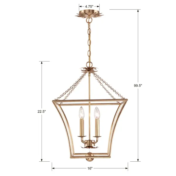 Broche 16" Chandelier in Antique Gold - Image 6