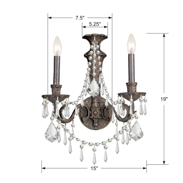 Vanderbilt 15" Crystal Wall Sconce - Image 2
