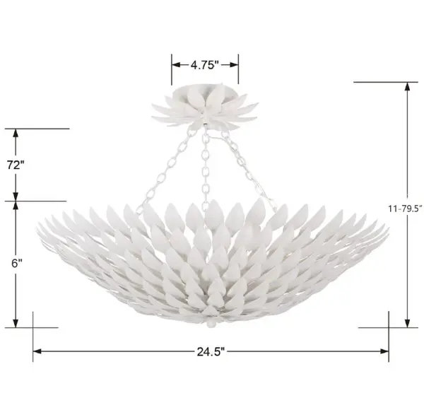 Broche 24.5" Semi Flush Mount in Matte White - Image 12