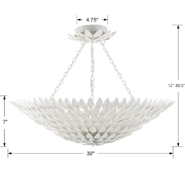 Broche 30" Semi Flush Mount in Matte White - Image 13