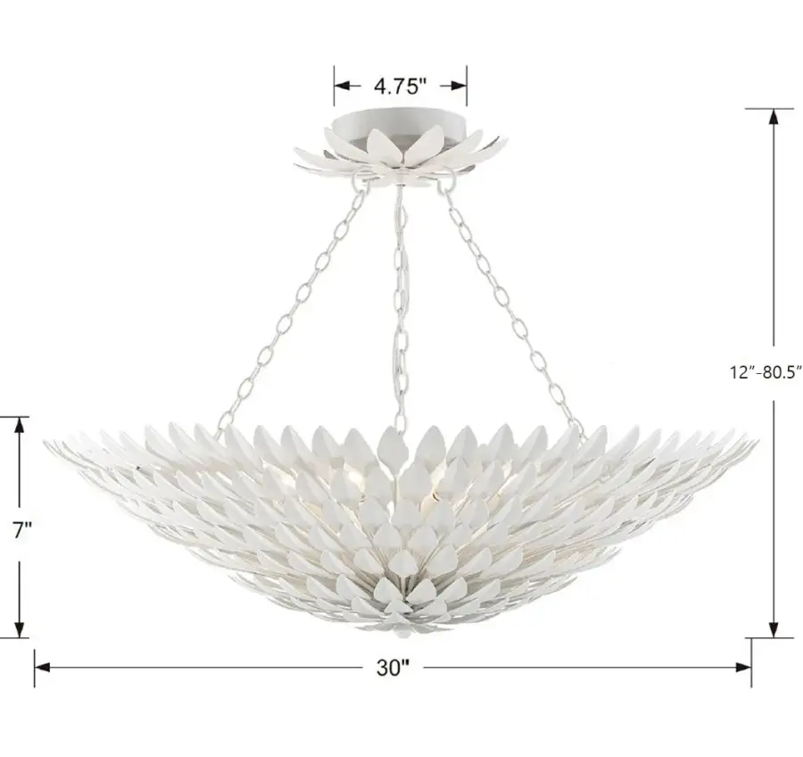 Broche 30" Semi Flush Mount in Matte White - Image 13