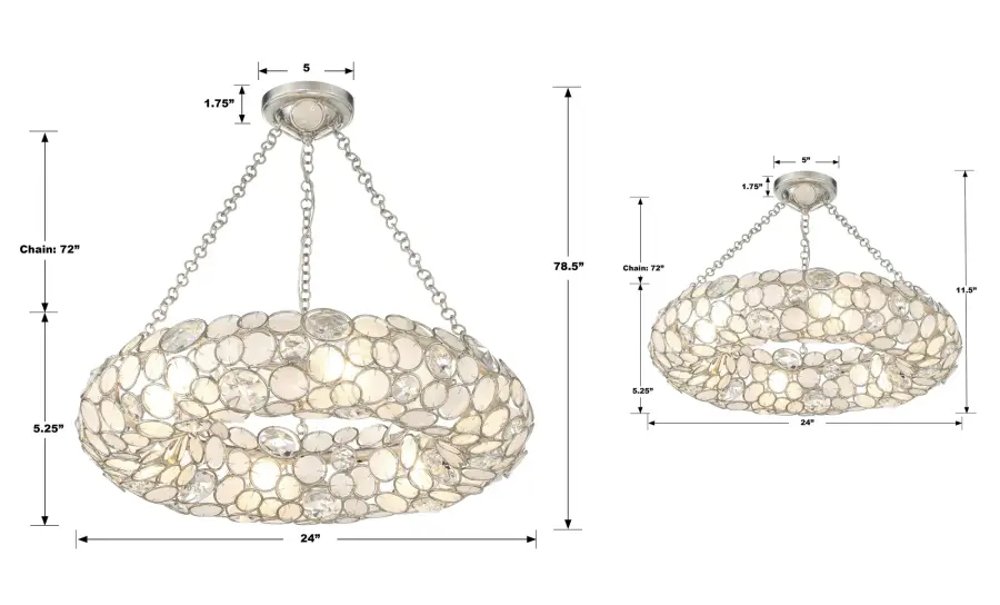 Palla 24" Chandelier in Antique Silver - Image 8