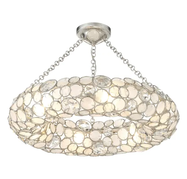 Palla 24" Semi Flush Mount in Antique Silver - Image 1