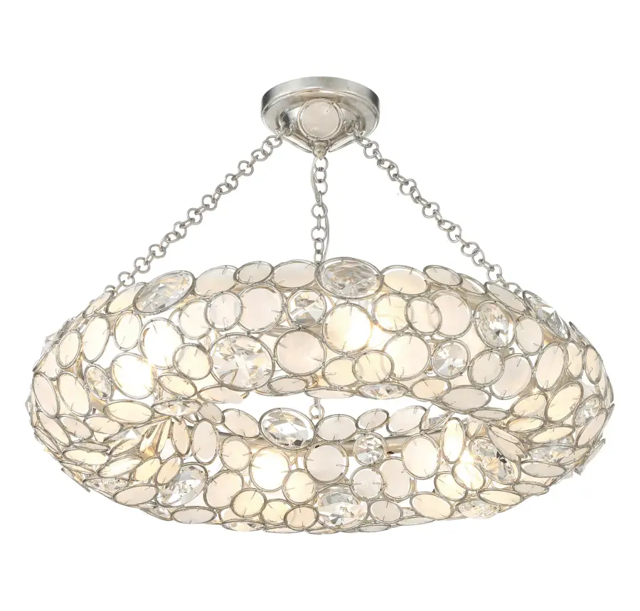 Palla 24" Semi Flush Mount in Antique Silver - Image 1