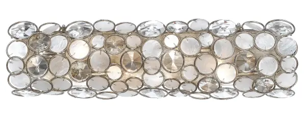 The Palla 24" vanity light brings organic glamour to bathroom spaces with hand-pinned natural Capiz shells. Its versatile design works beautifully in coastal, boho, or rustic settings while providing ADA-compliant illumination.