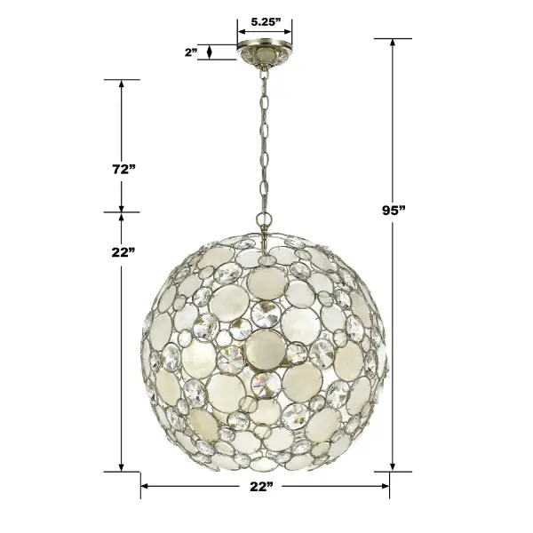 Palla 22" Chandelier in Antique Silver - Image 7