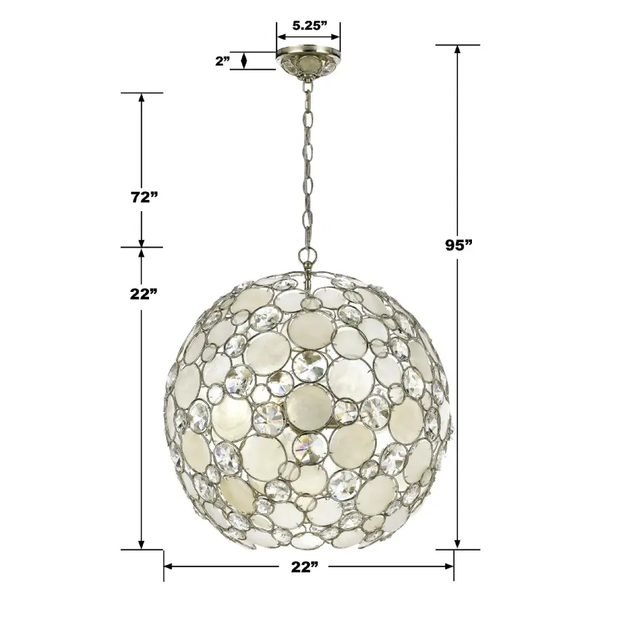 Palla 22" Chandelier in Antique Silver - Image 7