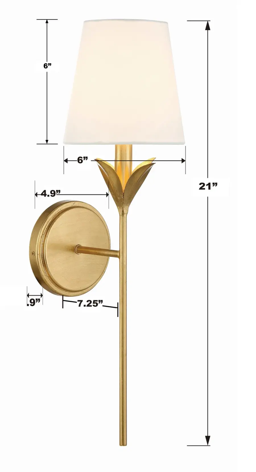 Broche 6" Antique Gold Sconce - Image 9