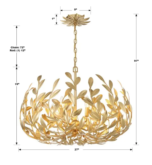 Broche 27" Chandelier in Champagne Green Tea - Image 8