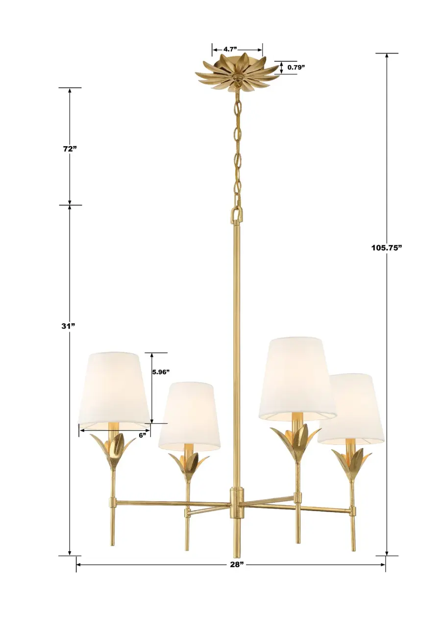 Broche 28" Chandelier in Antique Gold - Image 9
