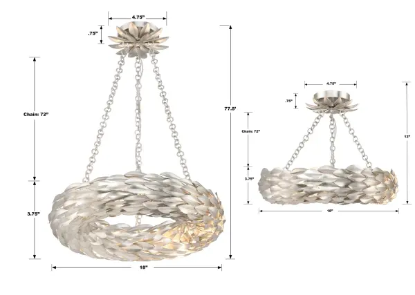 Broche 18" LED Chandelier in Antique Gold - Image 22
