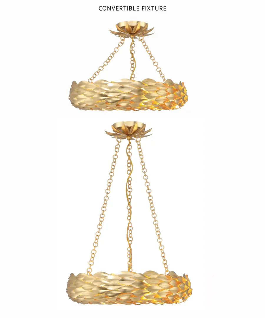 Broche 18" LED Chandelier in Antique Gold - Image 5