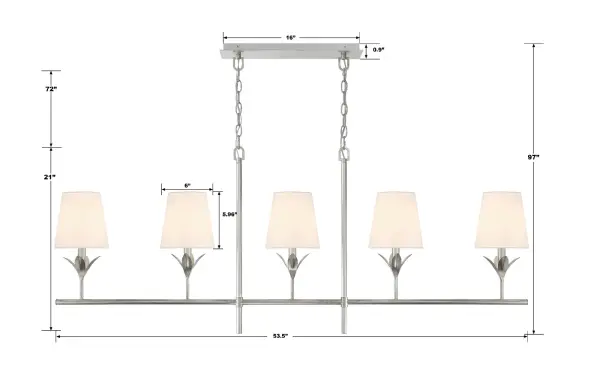 Broche 53.5" Linear Chandelier in Antique Gold - Image 27