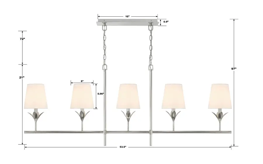 Broche 53.5" Linear Chandelier in Antique Gold - Image 27