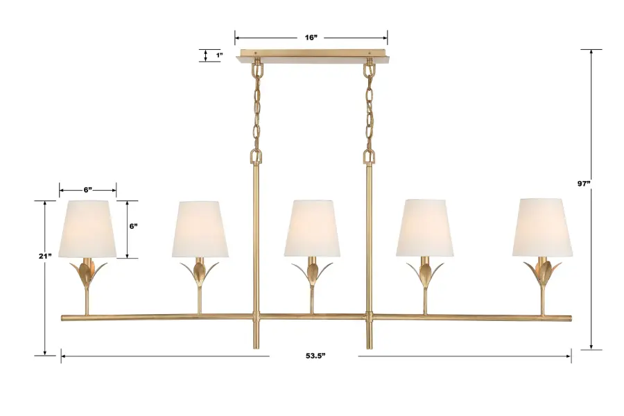 Broche 53.5" Linear Chandelier in Antique Gold - Image 9