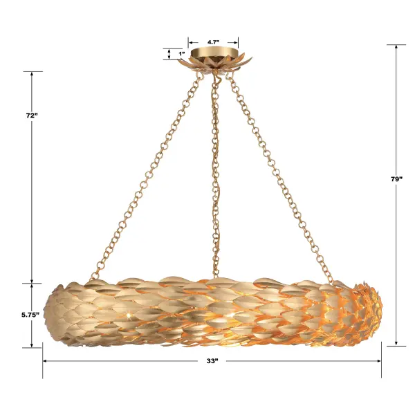 Broche 33.5" Chandelier in Antique Gold - Image 9