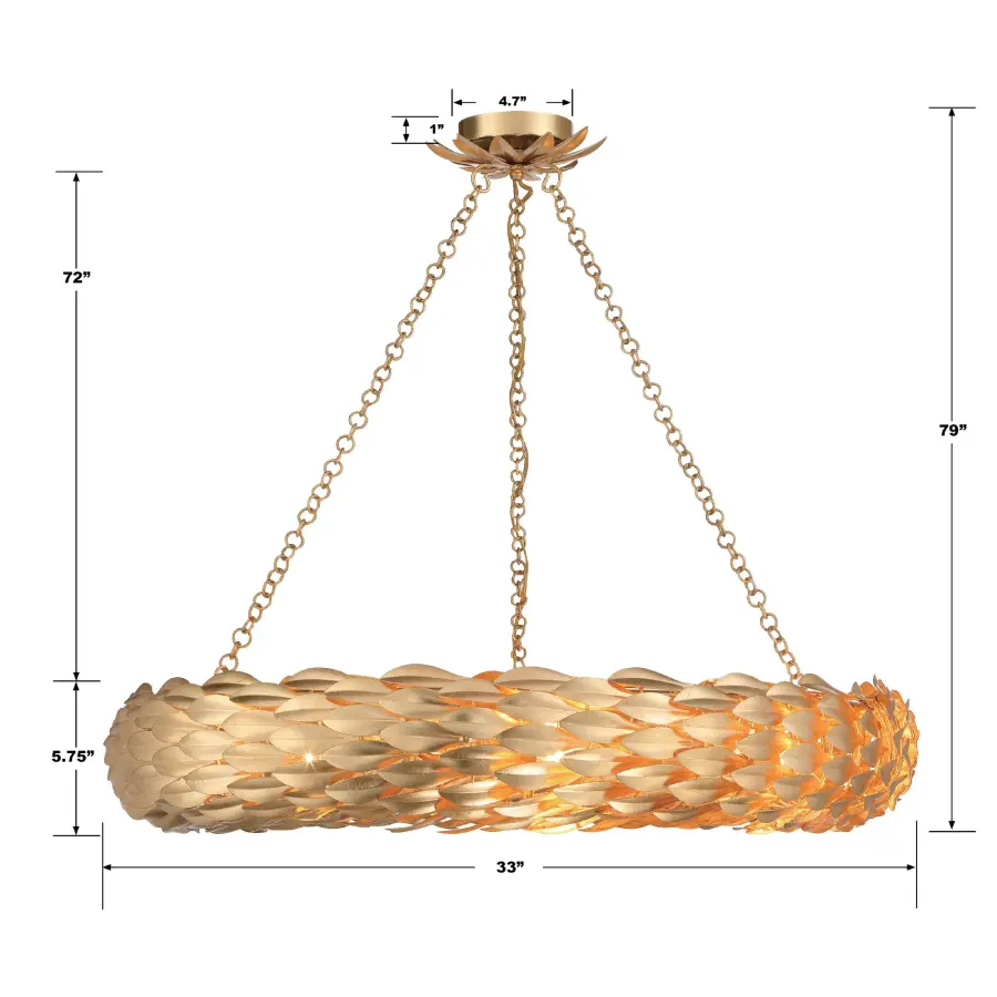Broche 33.5" Chandelier in Antique Gold - Image 9