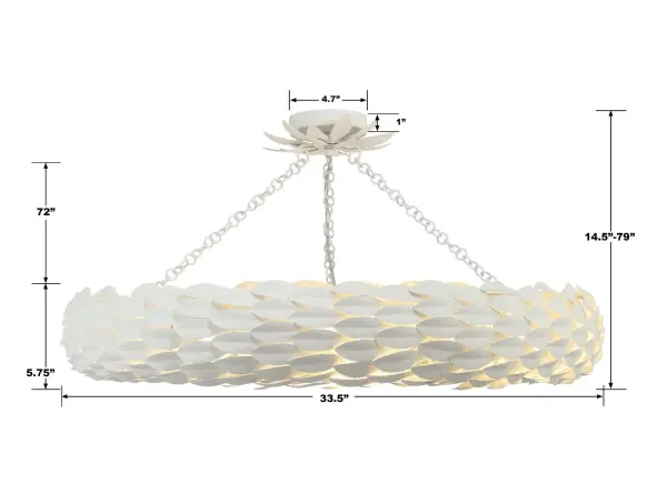 Broche 33.5" Semi Flush Mount in Antique Gold - Image 14
