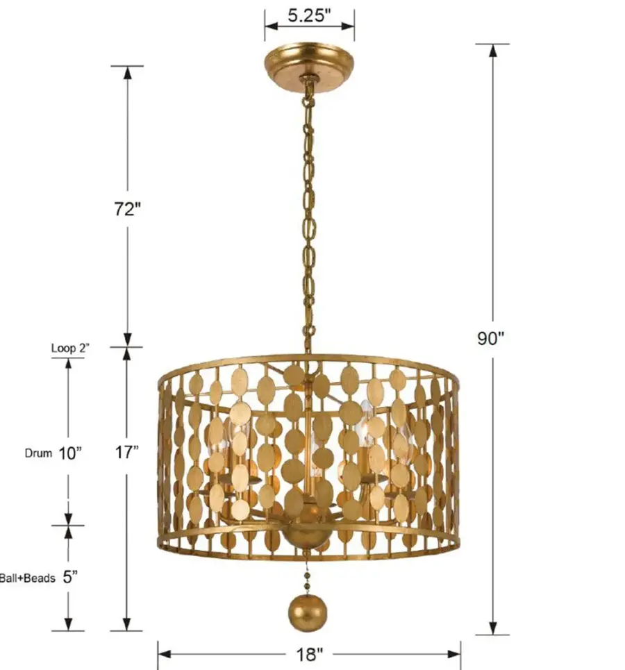 Layla 18" Chandelier in Antique Gold - Image 5