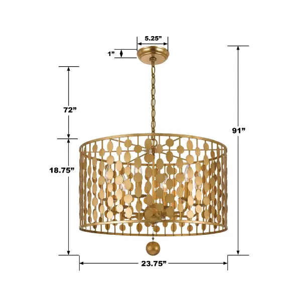 Layla 23.75" Chandelier in Antique Gold - Image 6