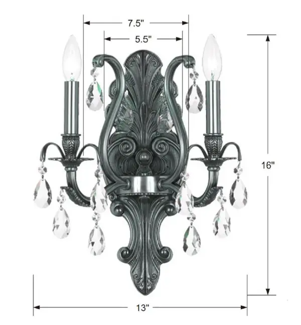 Dawson 12.5" Pewter White Sconce - Image 2