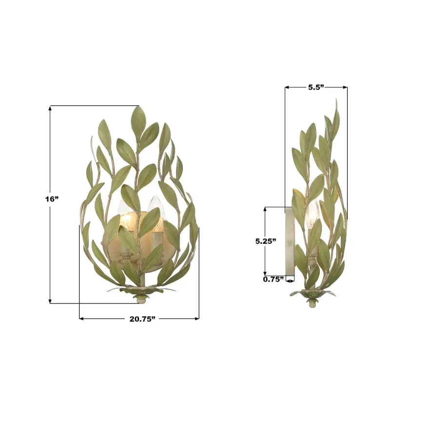 Broche 8.25" Wrought Iron Leaf Sconce - Image 31