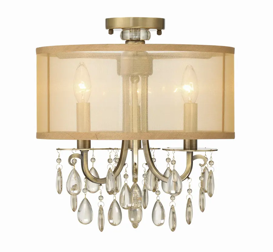 Hampton 14" Semi Flush Mount in Antique Brass - Image 1