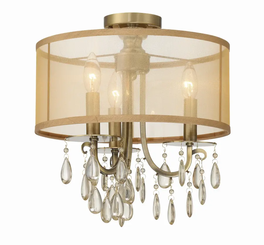 Hampton 14" Semi Flush Mount in Antique Brass - Image 2
