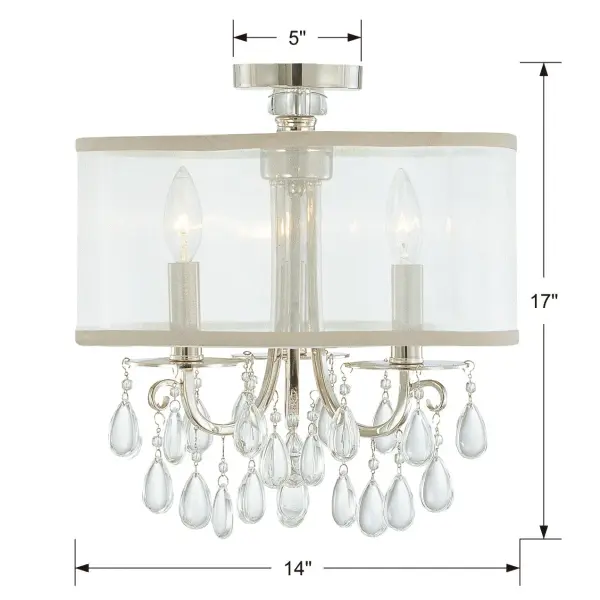 Hampton 14" Semi Flush Mount in Antique Brass - Image 13