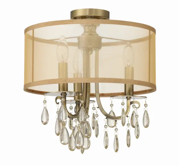 Hampton 14" Semi Flush Mount in Antique Brass - Image 3