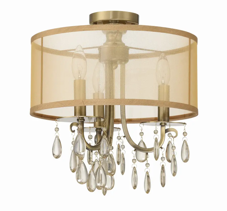 Hampton 14" Semi Flush Mount in Antique Brass - Image 3