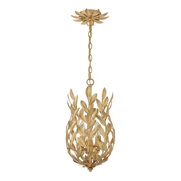 The Broche pendant features stunning wrought iron leaves in a shimmering matte white finish, delivering both beauty and function. Its compact 9.5" size makes it perfect for layered lighting schemes or intimate spaces. - alternate view