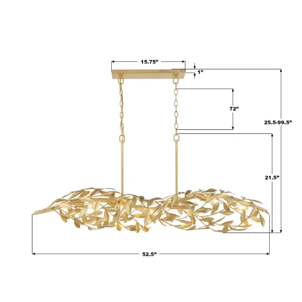 Broche 50.5" Linear Chandelier in Antique Gold - Image 7