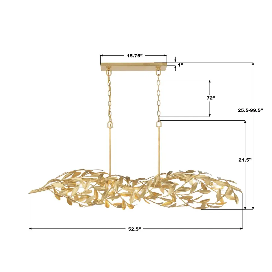 Broche 50.5" Linear Chandelier in Antique Gold - Image 7