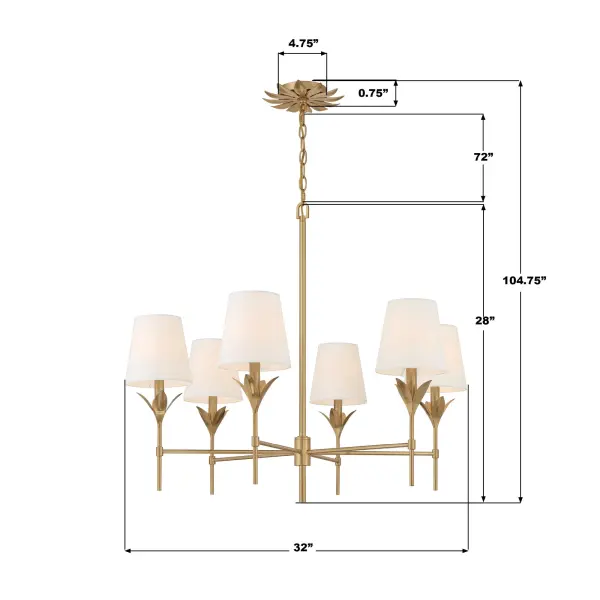 Broche 32" Chandelier in Antique Gold - Image 7