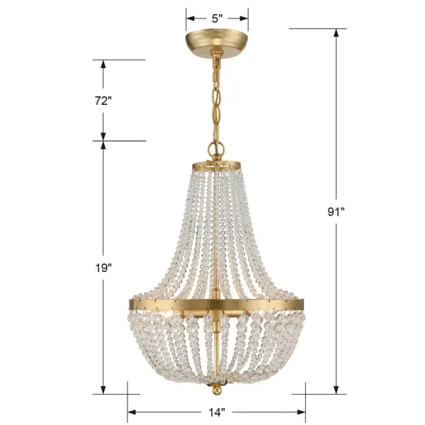 Rylee 14" Antique Gold Chandelier - Image 7
