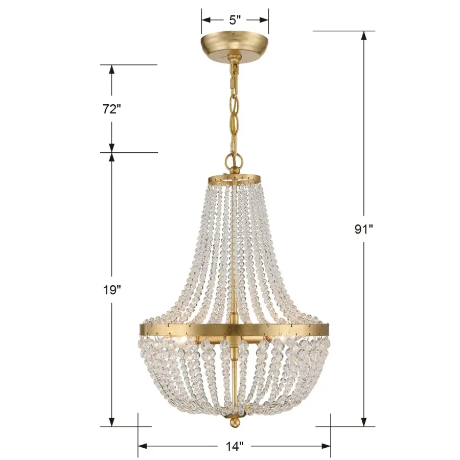 Rylee 14" Antique Gold Chandelier - Image 7