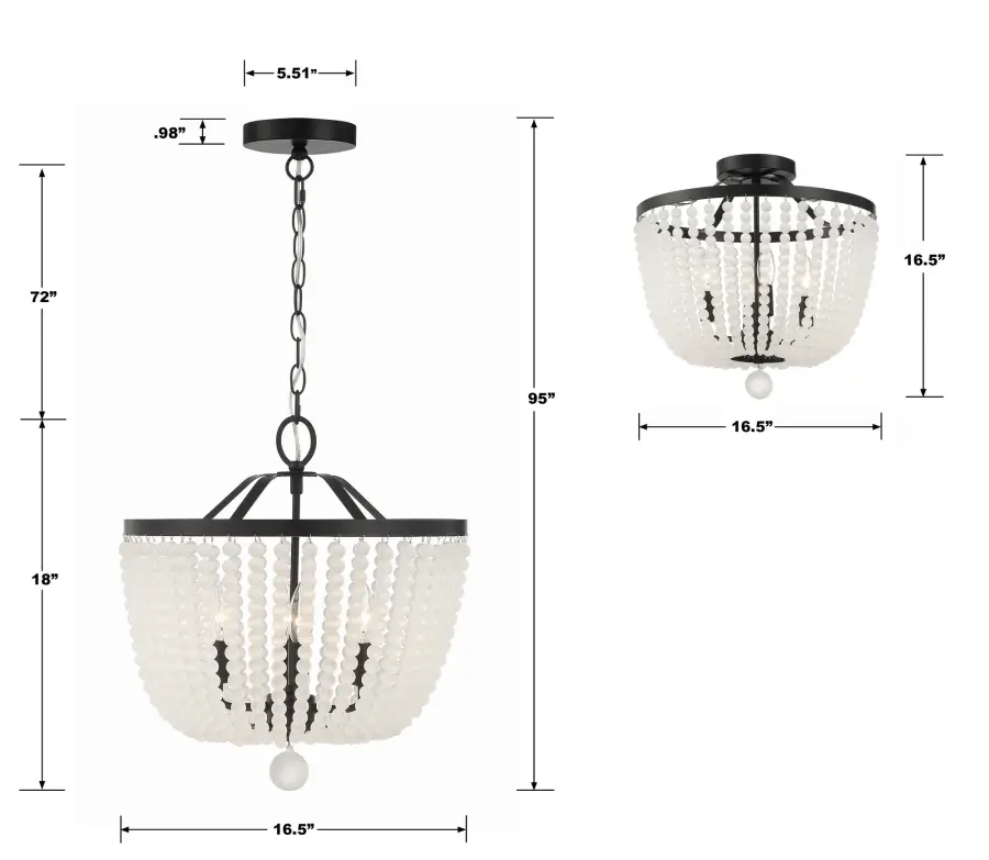 Rylee 16.5" Semi Flush Mount in Matte Black - Image 11