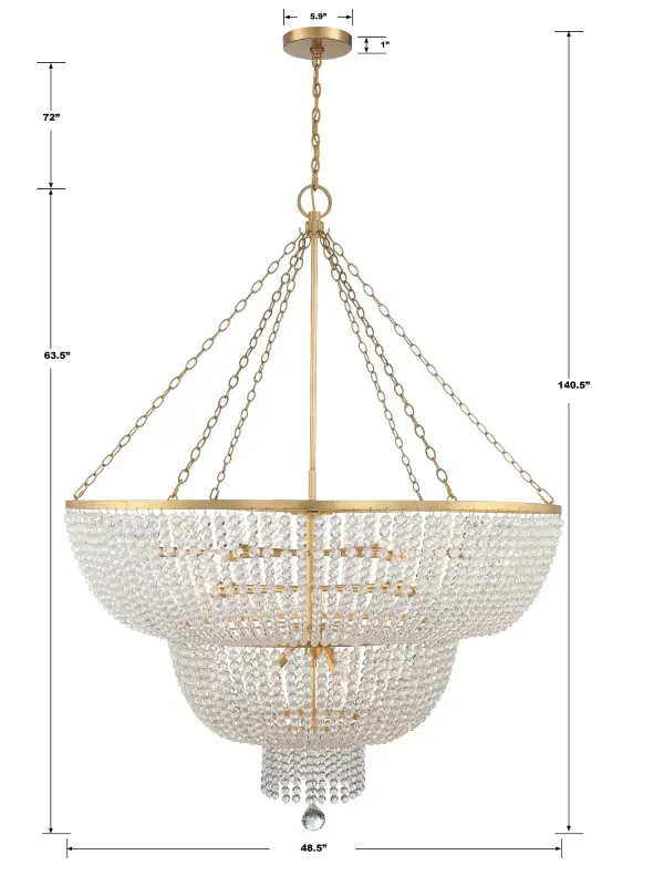 Rylee 48.5" Chandelier in Antique Gold - Image 5