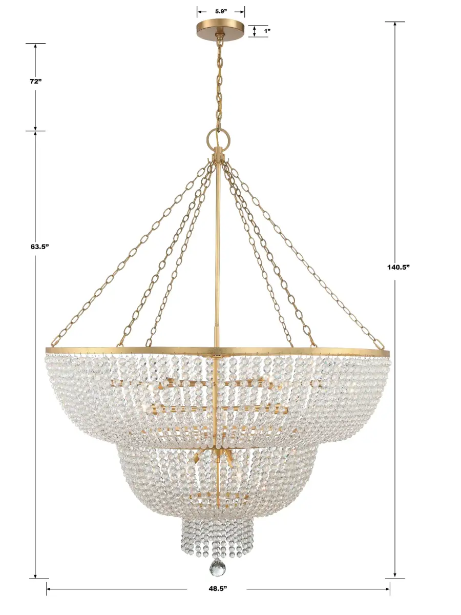 Rylee 48.5" Chandelier in Antique Gold - Image 5