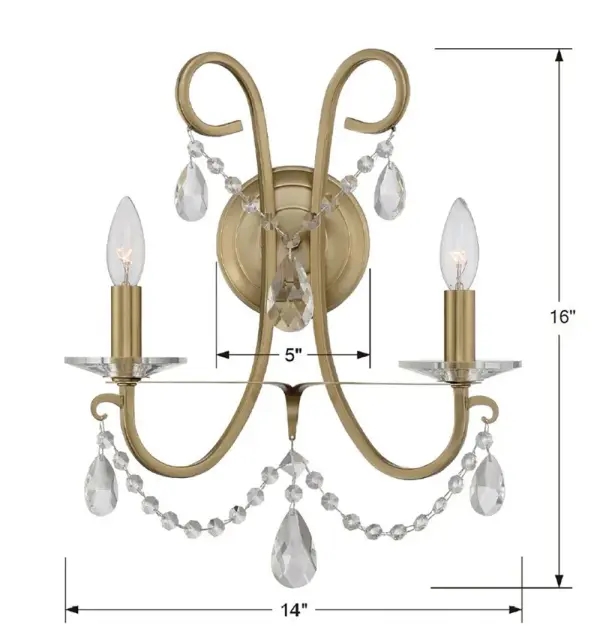 Othello 14" Crystal Sconce in Vibrant Gold - Image 4
