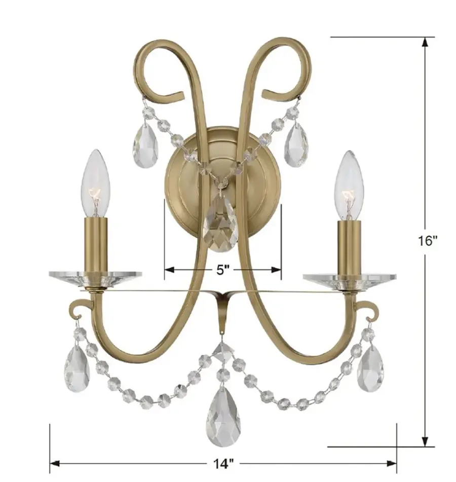Othello 14" Crystal Sconce in Vibrant Gold - Image 8