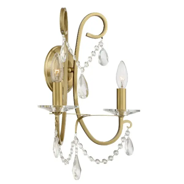 Othello 14" Crystal Wall Sconce in Vibrant Gold - Image 2