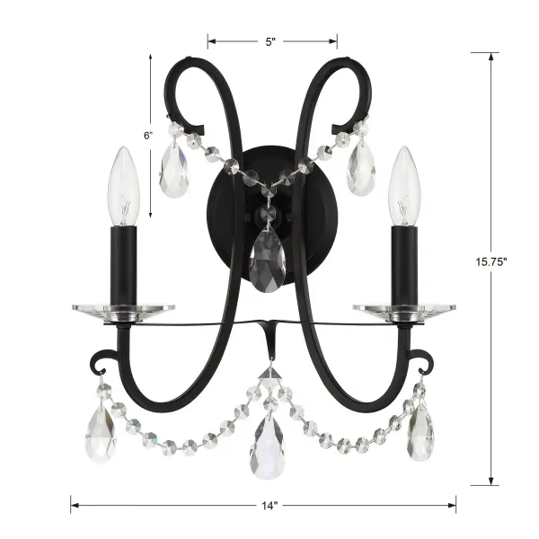 Othello 14" Crystal Wall Sconce in Vibrant Gold - Image 16