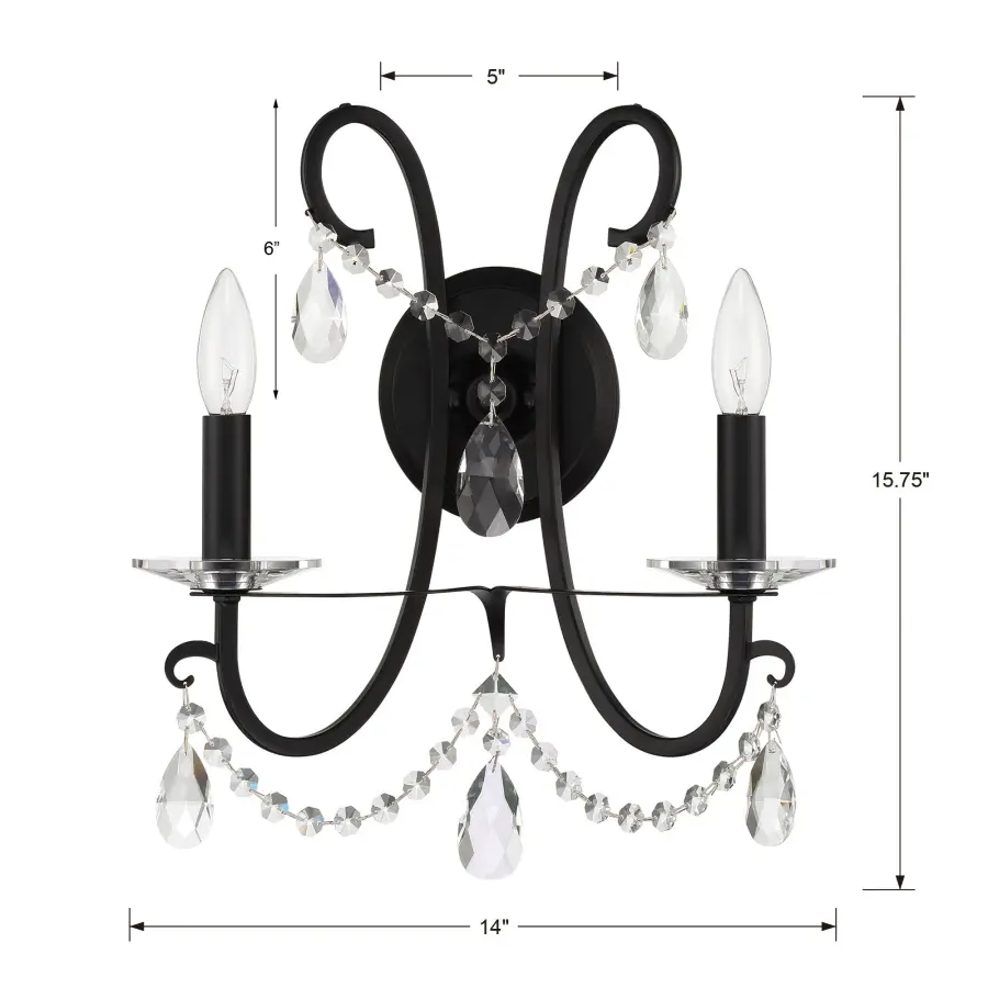 Othello 14" Crystal Wall Sconce in Vibrant Gold - Image 16