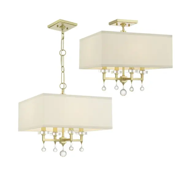 The Paxton chandelier blends geometric glass bobeches with sleek crystal columns for a refined mid-century modern aesthetic. Its 16-inch width makes it perfect for intimate spaces, while the polished nickel finish adds timeless sophistication. - alternate view